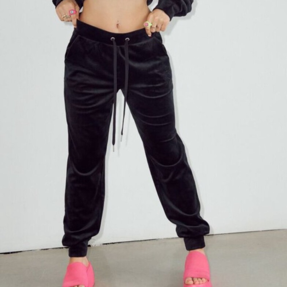 Suede black garage joggers